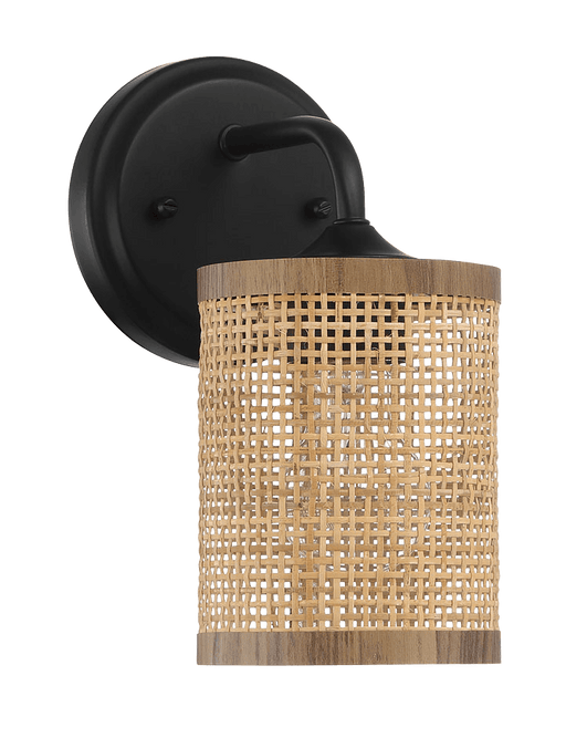 Reef Single Lights Wall Sconce With Natural Rattan Shade Rustic Wicker Wall Light - West Lamp
