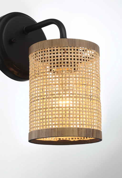 Reef Single Lights Wall Sconce With Natural Rattan Shade Rustic Wicker Wall Light - West Lamp