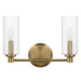 Regal Double Light Vanity | Satin Brass & Clear Ribbed Glass