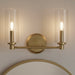 Regal Double Light Vanity | Satin Brass & Clear Ribbed Glass