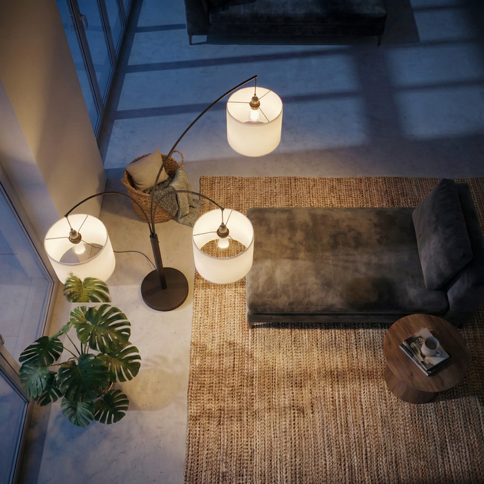 Royal 3-Arm Metal Arc Floor Lamp | Oil Rubbed Bronze | Ashcroft Imports Furniture