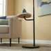 Seoul Black Floor Lamp | Integrated Wood Table & Metal Base