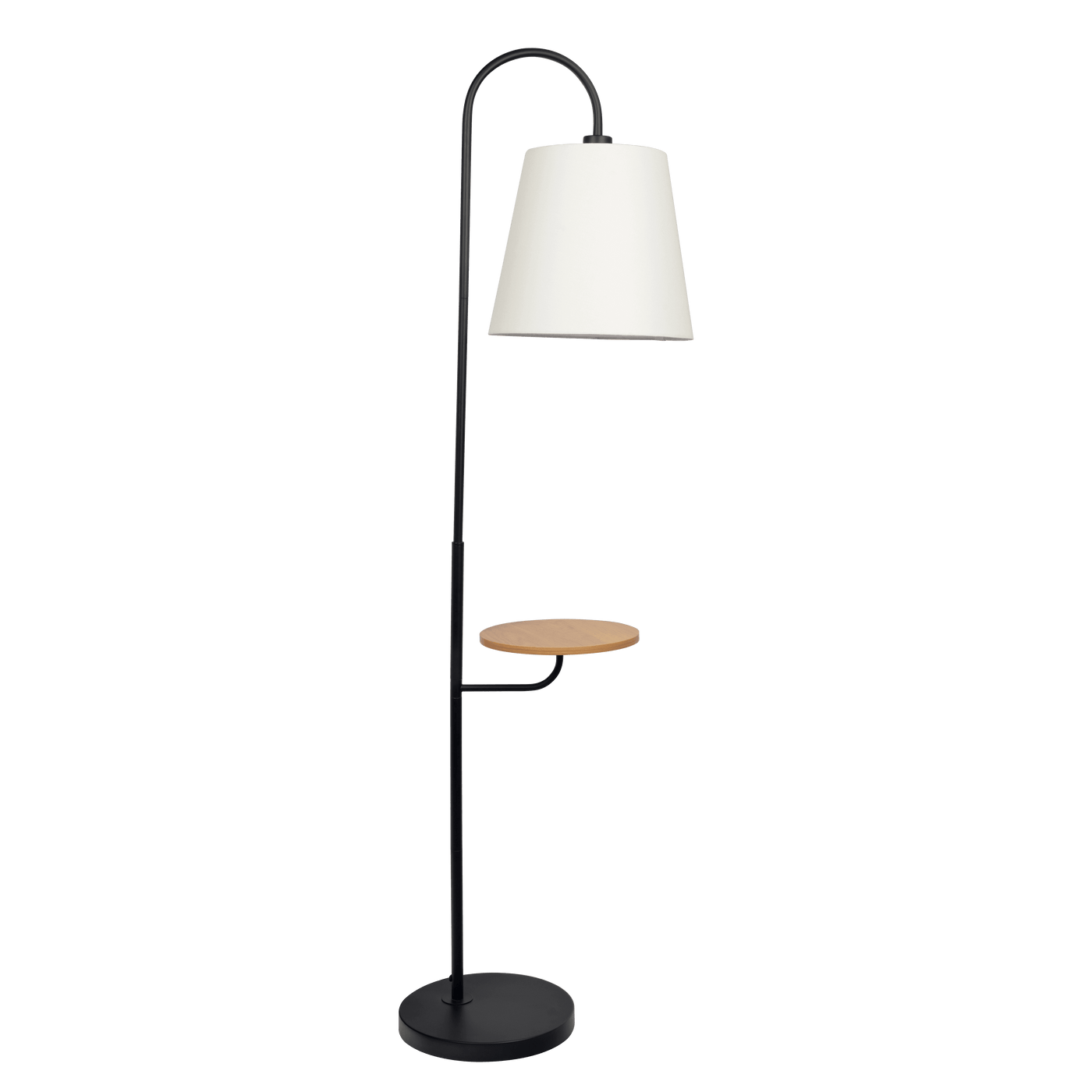 Seoul Black Floor Lamp with Rotary Switch Wood Table Metal Base ...