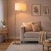 Serene Floor Lamp | Brushed Nickel & White Linen Shade