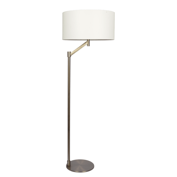 Serene Brushed Nickel Floor Lamp with Rotary Switch Metal Base White Linen Shade - West Lamp