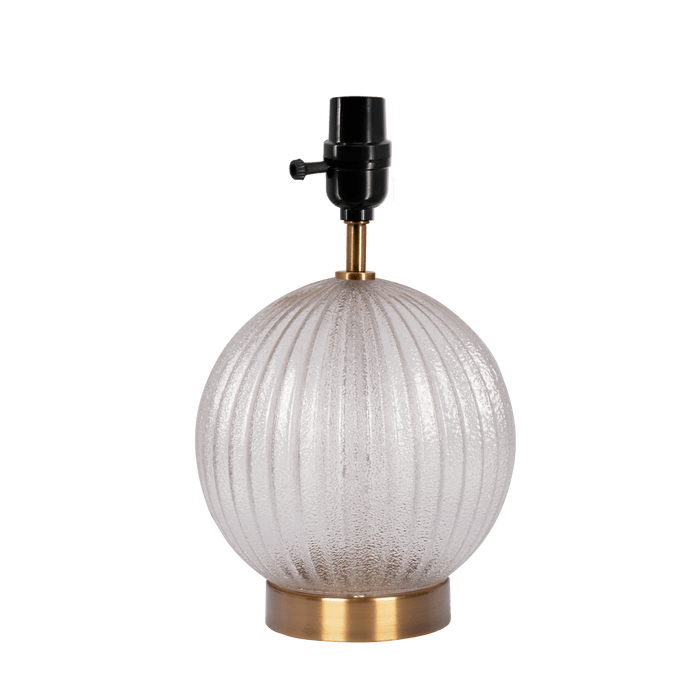 Serenity Round Ribbed Glass Lamp Base Clear Table Lamp Large Linen Shade - West Lamp