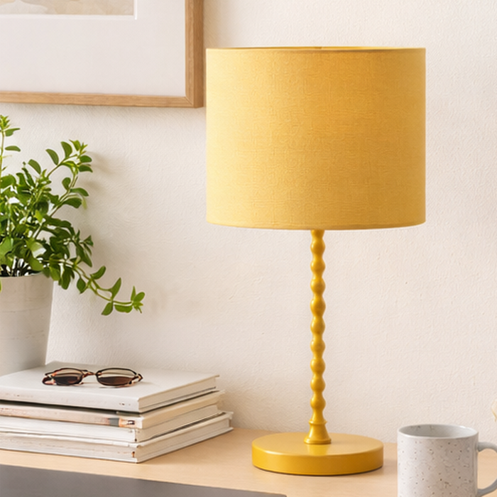 Sereno Table Lamp | Ochre Shade & Gold Twisted Design