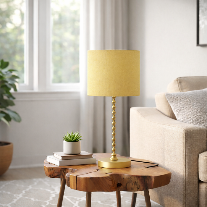 Sereno Table Lamp | Ochre Shade & Gold Twisted Design
