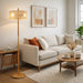 Lirian Floor Lamp | Oak Wood Finish & Natural Linen Shade