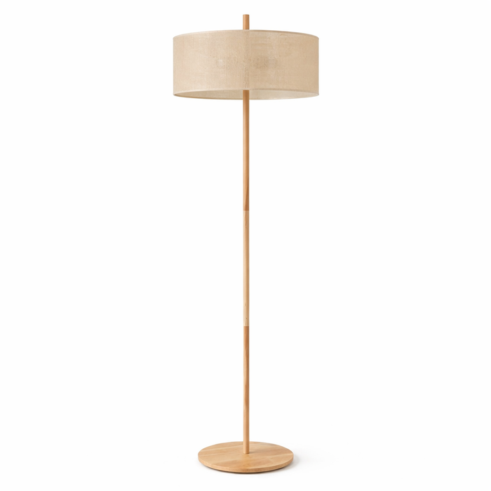 Lirian Floor Lamp | Oak Wood Finish & Natural Linen Shade