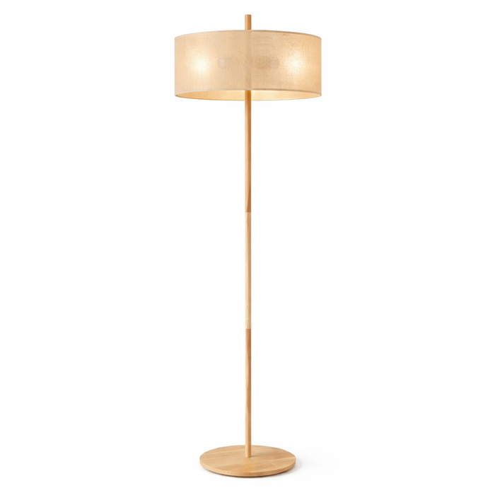 Lirian Floor Lamp | Oak Wood Finish & Natural Linen Shade