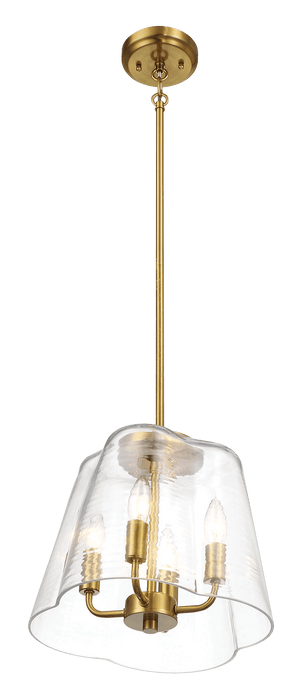 Soiree Four Candle Lights Pendant With Clear Glass - Satin Brass - West Lamp