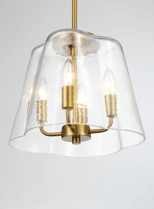 Soiree Four Candle Lights Pendant With Clear Glass - Satin Brass - West Lamp