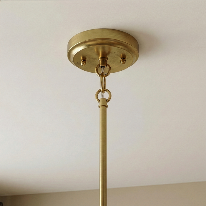 Soiree Four Candle Lights Pendant | Satin Brass & Clear Glass