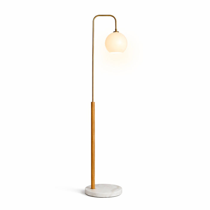 Solaris Floor Lamp | Brushed Gold & White Globe Shade