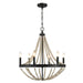 Starry Wood Chandelier | Six-Light Beaded Farmhouse Pendant Lamp