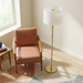Stellar Wood & Rattan Floor Lamp | Gold Brass Accents & White Linen Shade
