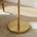 Stellar Wood & Rattan Floor Lamp | Gold Brass Accents & White Linen Shade