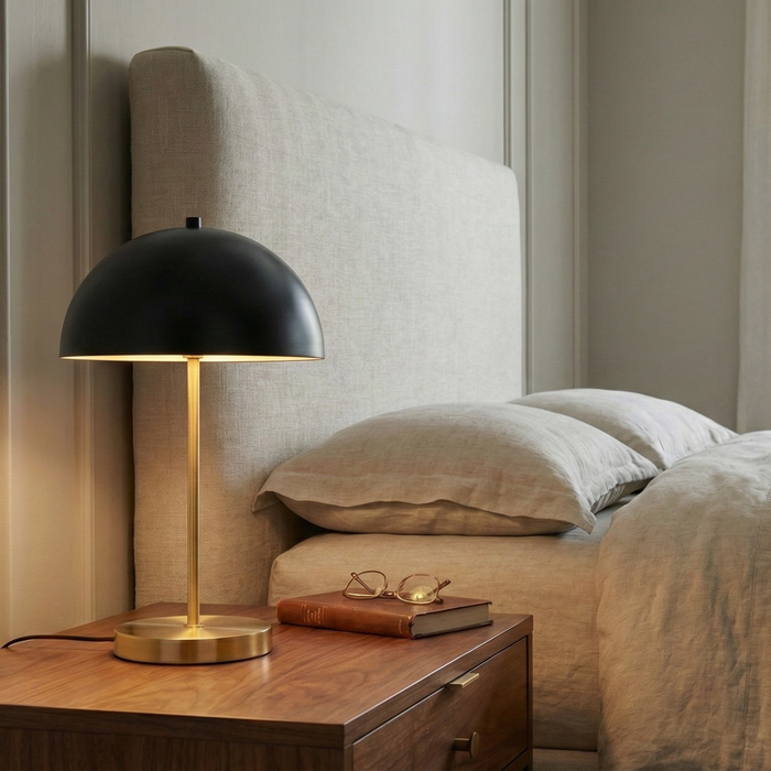 Stratos Table Lamp | Black Dome with Gilded Base | Ashcroft Imports Furniture