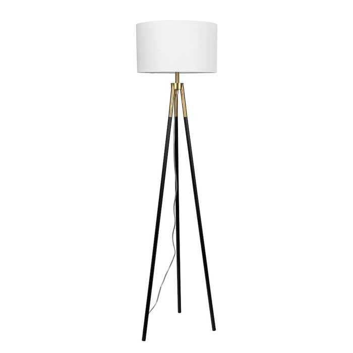 Sway Brassed Gold Floor Lamp | Modern Tripod Design with White Fabric Shade