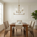 Timeless Six Lights Chandelier | Satin Brass & Clear Ribbed Glass