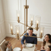Timeless Six Lights Chandelier | Satin Brass & Clear Ribbed Glass