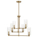 Timeless Six Lights Chandelier | Satin Brass & Clear Ribbed Glass