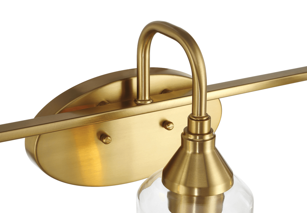 Twilight Three Lights Brushed Gold Contemporary Vanity Light 22"W × 10"H × 7.48"E with Clear Glass - West Lamp