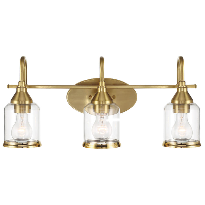 Twilight Vanity Light | Brushed Gold & Three-Light Clear Glass Design
