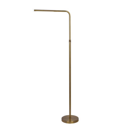 Verve Brassed Gold Floor Lamp with On/Off Switch Adjustable Led Round Base - West Lamp