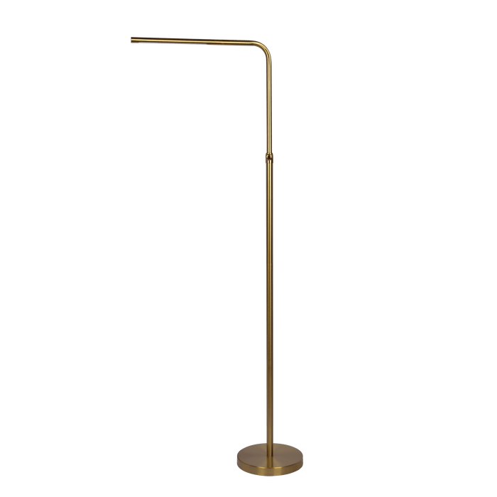 Verve Brassed Gold Floor Lamp with On/Off Switch Adjustable Led Round Base - West Lamp