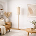 Vialux Floor Lamp | Natural Oak & Tall Woven Fabric Shade