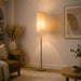 Vialux Floor Lamp | Natural Oak & Tall Woven Fabric Shade