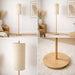 Vialux Floor Lamp | Natural Oak & Tall Woven Fabric Shade
