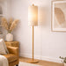 Vialux Floor Lamp | Natural Oak & Tall Woven Fabric Shade