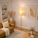 Vialux Floor Lamp | Natural Oak & Tall Woven Fabric Shade