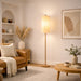 Vialux Floor Lamp | Natural Oak & Tall Woven Fabric Shade