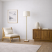 Viora Floor Lamp | Marble & Wood Base with Woven Shade