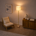 Viora Floor Lamp | Marble & Wood Base with Woven Shade
