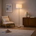 Viora Floor Lamp | Marble & Wood Base with Woven Shade