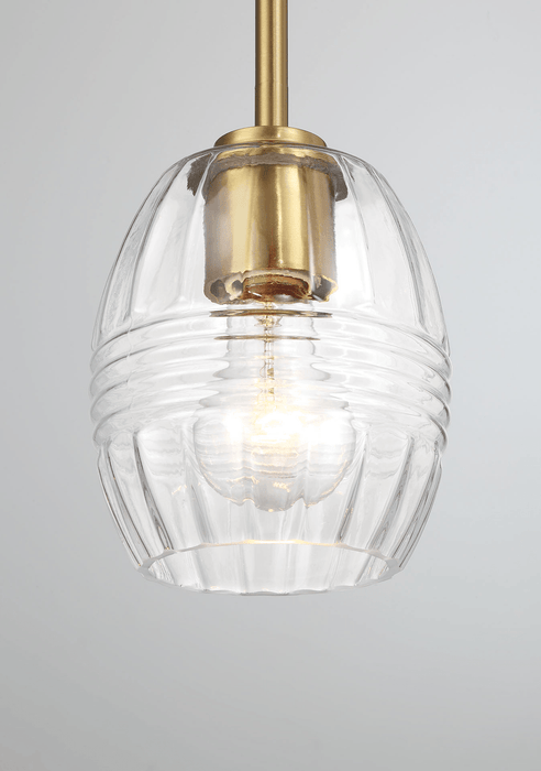 Vista Single Pendant Chain Hanging Light with Clear Glass - Satin Brass - West Lamp