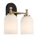 Vortex Two Lights Vanity in Traditional Style for Over Bathroom Mirror Wall Sconce 12.25"W × 10.125"H × 5.5"E With White Frosted Glass - West Lamp