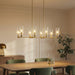 Willow Eight Lights Island Pendant | Satin Brass & Clear Ribbed Glass