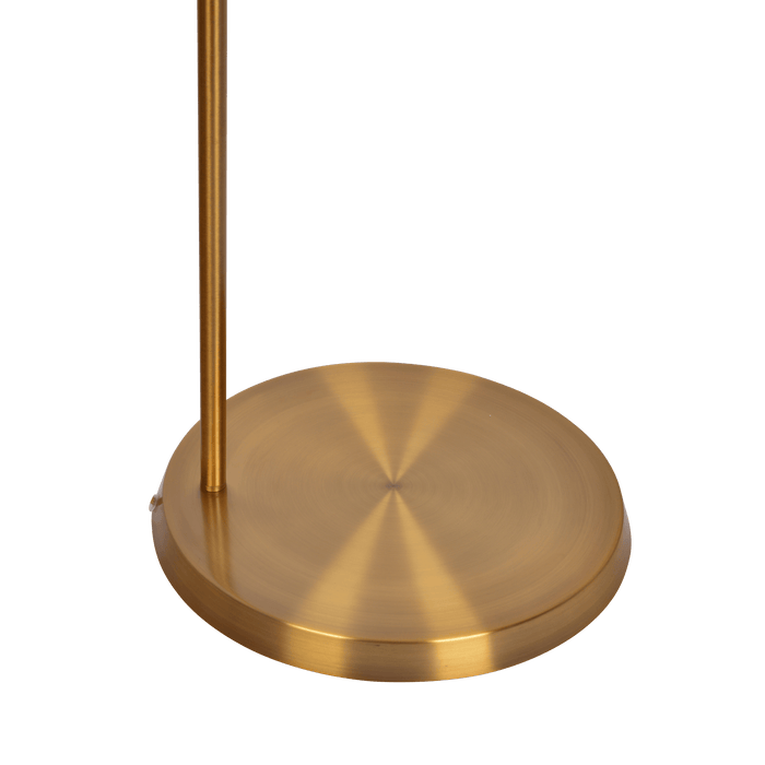 Zenith Offset Brass Base Floor Lamp with Drum-shaped Linen Shade - West Lamp