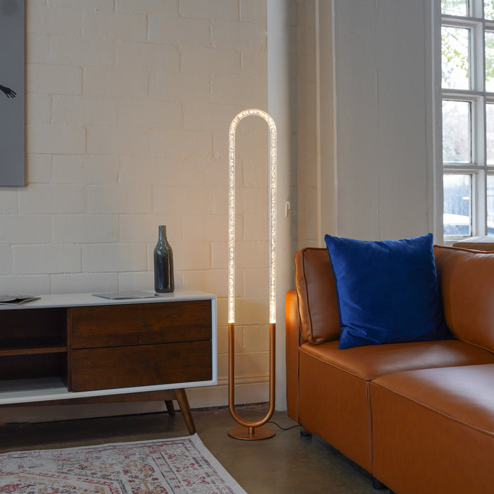 Zeon LED Floor Lamp Coarse Gold and Clear