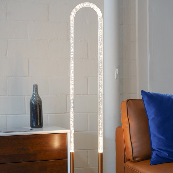 Zeon LED Floor Lamp Coarse Gold and Clear