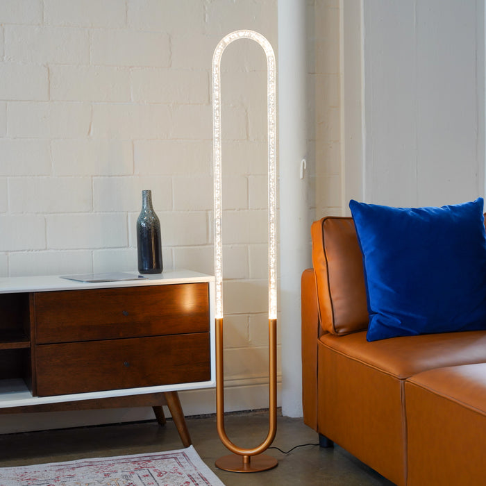 Zeon LED Floor Lamp Coarse Gold and Clear