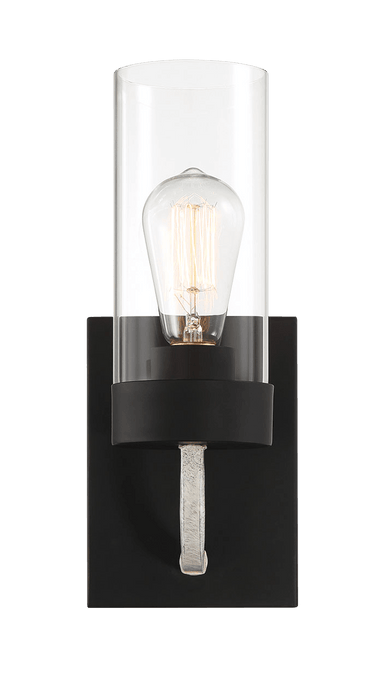 Zephyr Single Light Sconce With Clear Glass Metal Black Finish - West Lamp