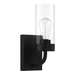 Zephyr Single Light Sconce With Clear Glass Metal Black Finish