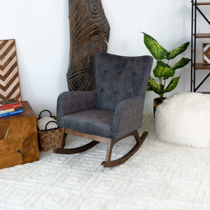 Alexa Grey Velvet Rocking Chair | Ashcroft Furniture | Houston TX | The Best Drop shipping Supplier in the USA